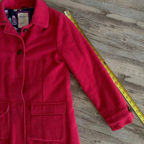 Mini Boden Girls Red Wool Coat with Quilted House Lining Size 11–12 Years Fall - Picture 8 of 10